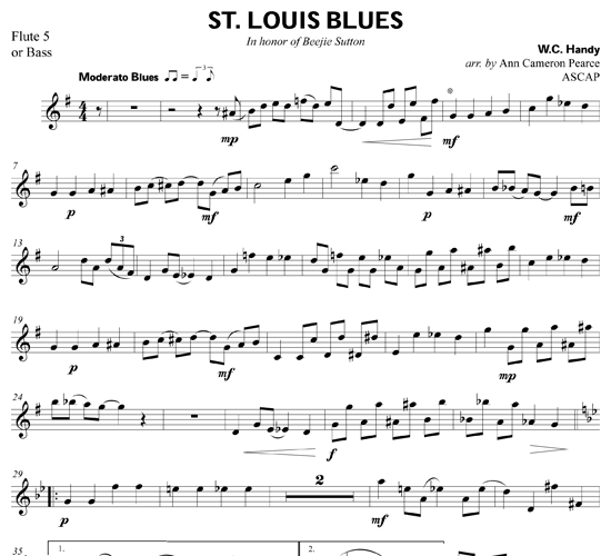 St. Louis Blues for flute ensemble | Download Sheet Music from www.neverfullmm.com