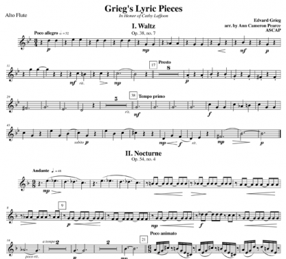 Grieg's Lyric Pieces for flute choir | ScoreVivo