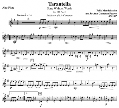 Tarantella from Song Without Words for flute choir | ScoreVivo