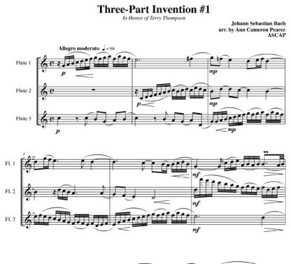Three-Part Invention #1 for flute | ScoreVivo