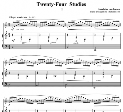 Andersen: 24 Studies, Opus 15 for flute with piano accompaniment | ScoreVivo