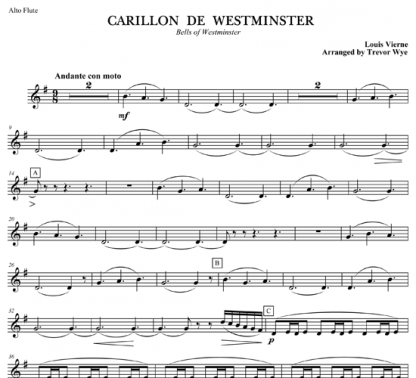 Carillon de Westminster for flute ensemble | ScoreVivo