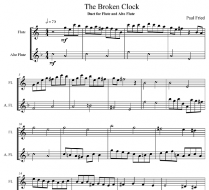 The Broken Clock for flute duet | ScoreVivo