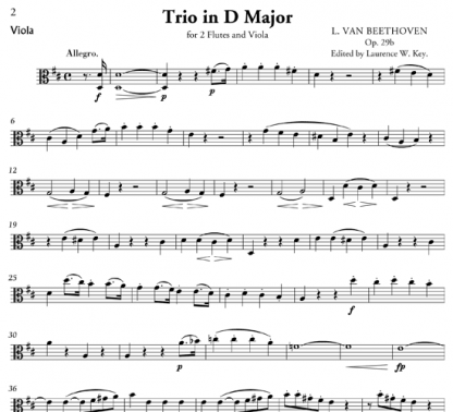 Trio in D Major for two flutes and viola | ScoreVivo