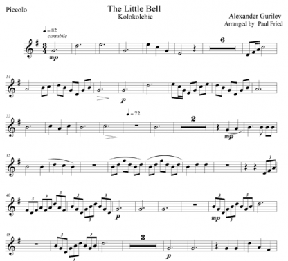 The Little Bell for flute ensemble | ScoreVivo