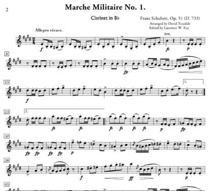 Marche Militaire No. 1 for flute, oboe, clarinet, horn, and bassoon | ScoreVivo