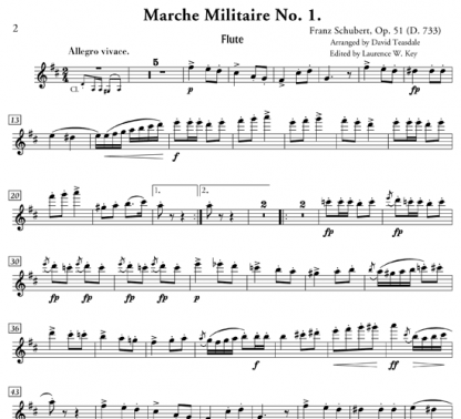 Marche Militaire No. 1 for flute, oboe, clarinet, horn, and bassoon | ScoreVivo