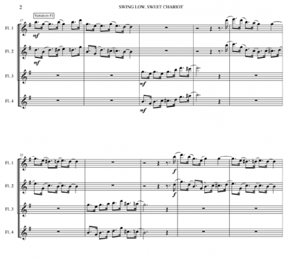Swing Low, Sweet Chariot for flute ensemble | ScoreVivo