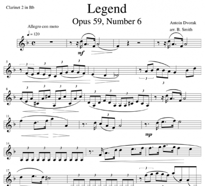 Legend, Op 59, No 6 for clarinet ensemble | ScoreVivo