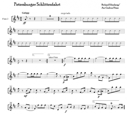 Petersburger Schlittenfahrt for flute ensemble | ScoreVivo