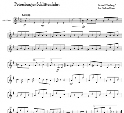 Petersburger Schlittenfahrt for flute ensemble | ScoreVivo