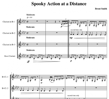 Spooky Action at a Distance for clarinet ensemble | ScoreVivo
