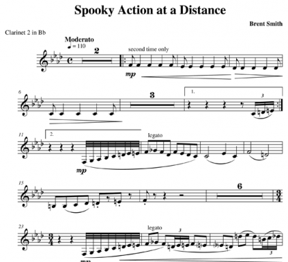 Spooky Action at a Distance for clarinet ensemble | ScoreVivo