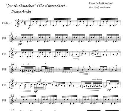 Nutcracker - Danse Arabe for flute ensemble | ScoreVivo