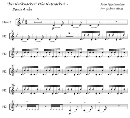 Nutcracker - Danse Arabe for flute ensemble | ScoreVivo