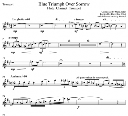 Blue Triumph Over Sorrow for flute, clarinet, and trumpet or oboe | ScoreVivo