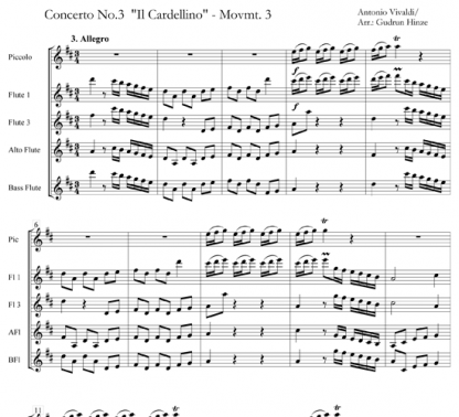 Il Cardellino for flute ensemble | ScoreVivo