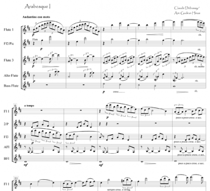 Arabesque 1 for flute ensemble | ScoreVivo