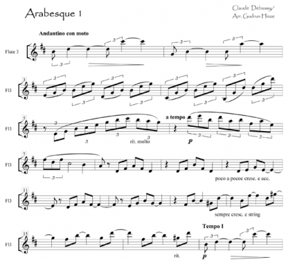 Arabesque 1 for flute ensemble | ScoreVivo