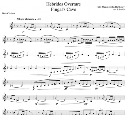 Hebrides Overture - Fingal's Cave (Op 26) for clarinet ensemble | ScoreVivo