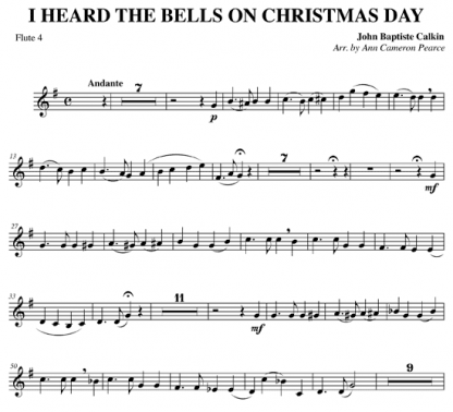 I Heard the Bells on Christmas Day for handbells and flute | ScoreVivo