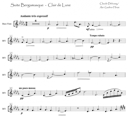 Clair de Lune from Suite Bergamasque for flute ensemble | ScoreVivo