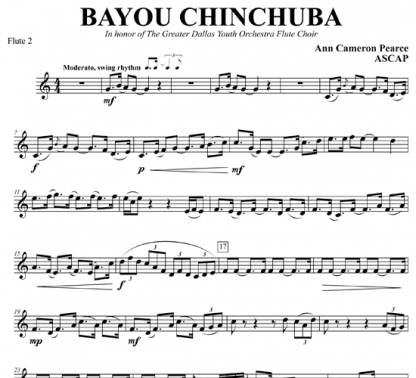 Bayou Chinchuba for flutes and percussion | ScoreVivo