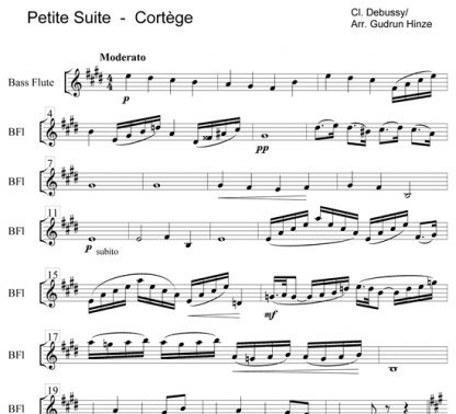 Cortege from Petite Suite for flute ensemble | ScoreVivo