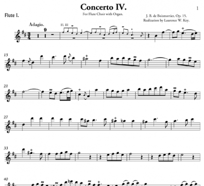 Concerto IV in B minor, Op. 15, for flute ensemble and organ | ScoreVivo