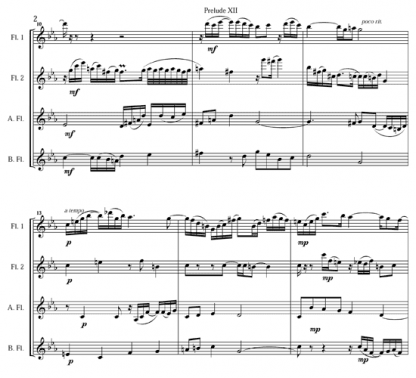 Prelude XII for flute ensemble | ScoreVivo