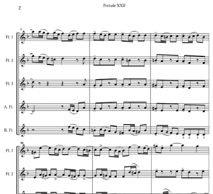 Prelude XXII for flute ensemble | ScoreVivo