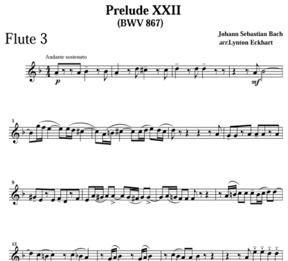 Prelude XXII for flute ensemble | ScoreVivo