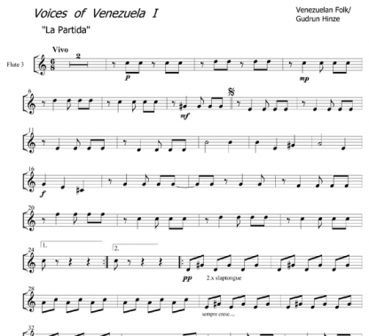 Voices of Venezuela I for flute ensemble | ScoreVivo