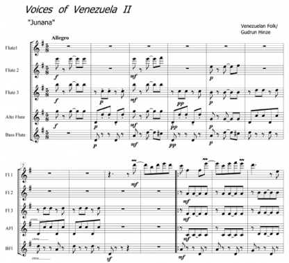 Voices of Venezuela II for flute ensemble | ScoreVivo