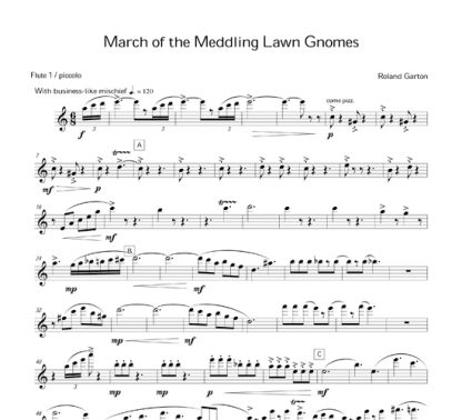 March of the Meddling Lawn Gnomes for flute ensemble | ScoreVivo