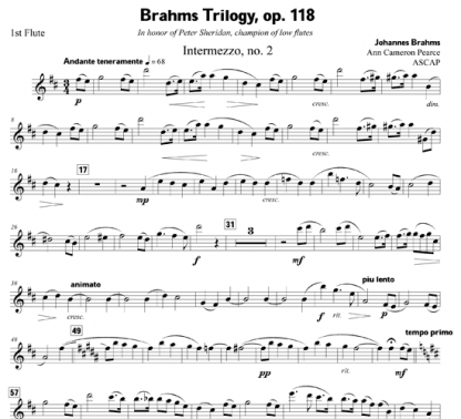 Brahms Trilogy Op 118 for flute ensemble | ScoreVivo