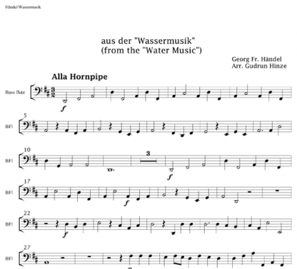 Hornpipe from Water Music for flute ensemble | ScoreVivo