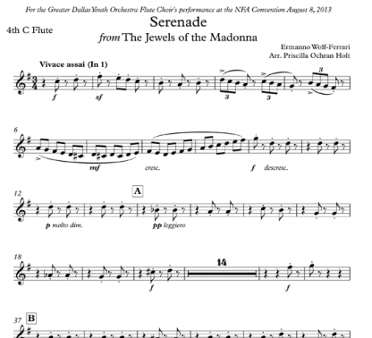 Serenade from The Jewels of the Madonna for flute ensemble | ScoreVivo