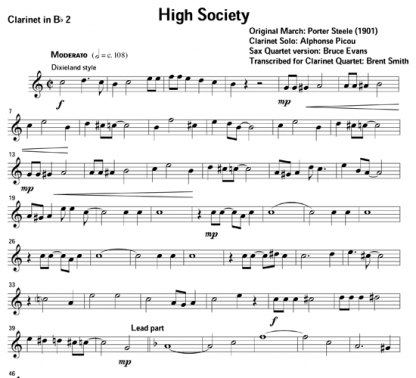 High Society for clarinet ensemble | ScoreVivo