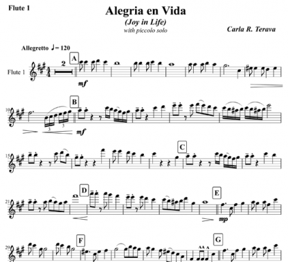 Alegria en Vida for flute ensemble | ScoreVivo