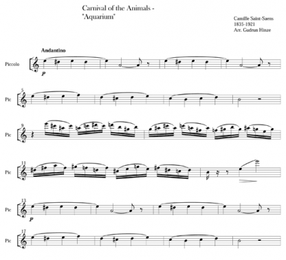 Carnival of the Animals: Aquarium for flute ensemble | ScoreVivo