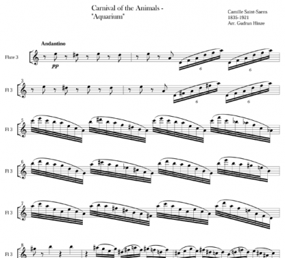 Carnival of the Animals: Aquarium for flute ensemble | ScoreVivo
