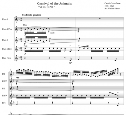Carnival of the Animals: Aviary for flute ensemble | ScoreVivo