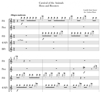 Carnival of the Animals: Hens and Roosters & The Elephant for flute ensemble | ScoreVivo