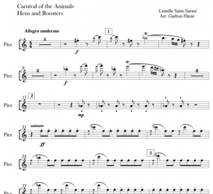 Carnival of the Animals: Hens and Roosters & The Elephant for flute ensemble | ScoreVivo