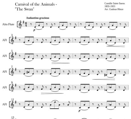 Carnival of the Animals: The Swan for flute ensemble | ScoreVivo