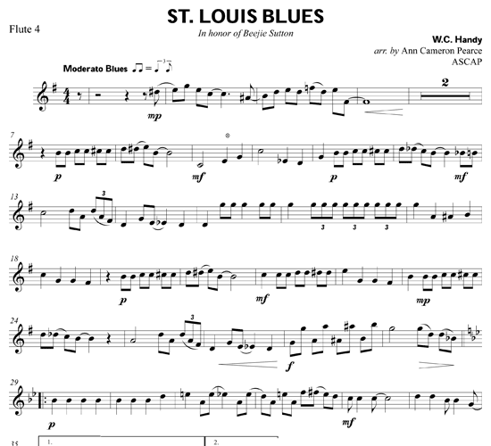St. Louis Blues for flute ensemble | Download Sheet Music from 0