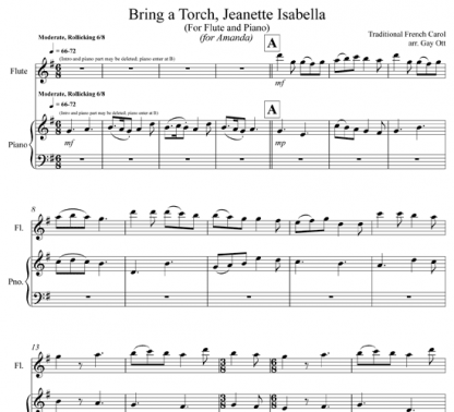 Bring a Torch, Jeanette, Isabella for flute and piano | ScoreVivo