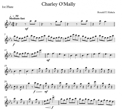 Charley O'Mally for flute quartet | ScoreVivo