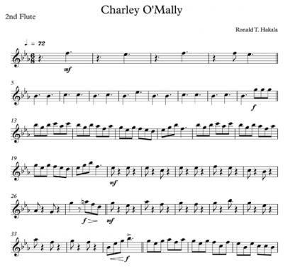 Charley O'Mally for flute quartet | ScoreVivo